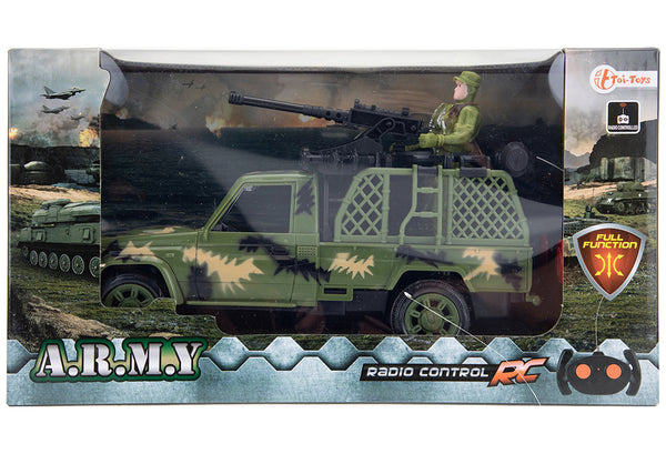 Voorkant van de toi-toys RC leger jeep in verpakking