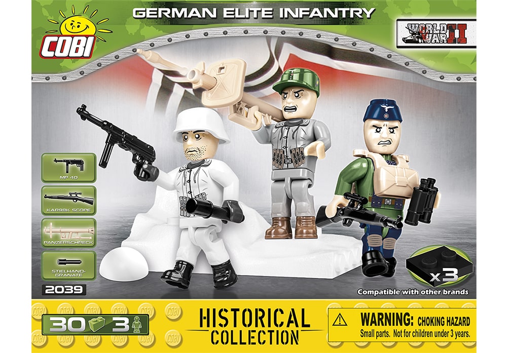 Voorkant van de Cobi 2039 German Elite Infantry bouwset met 3 mini-figuren