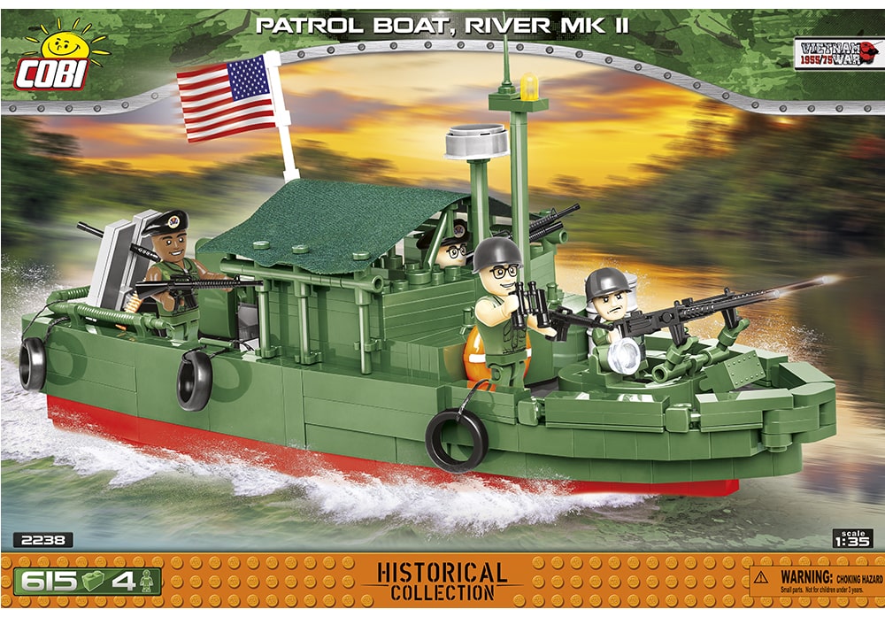 Voorkant van de Cobi 2238 bouwset Patrol Boat River MK 2 rivier vaartuig