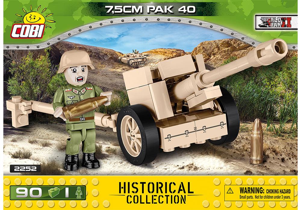 Voorkant van de Cobi 2252 bouwset World War 2 Historical Collection Afrika Korps 7,5 cm PAK 40 anti-tank kanon