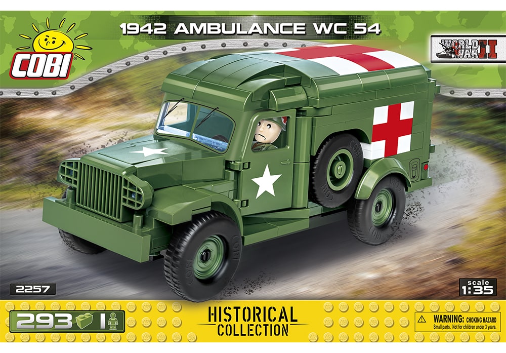 Voorkant van de Cobi 2257 bouwset World War II Historical Collection 1942 Dodge Ambulance WC 54