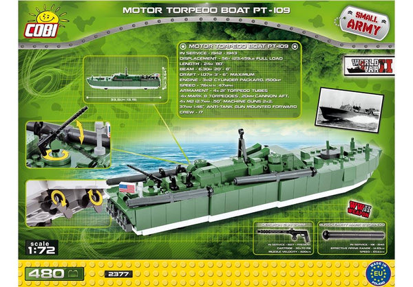 Achterkant van de Cobi 2377 bouwset small army world war 2 motor torpedo boot pt-109