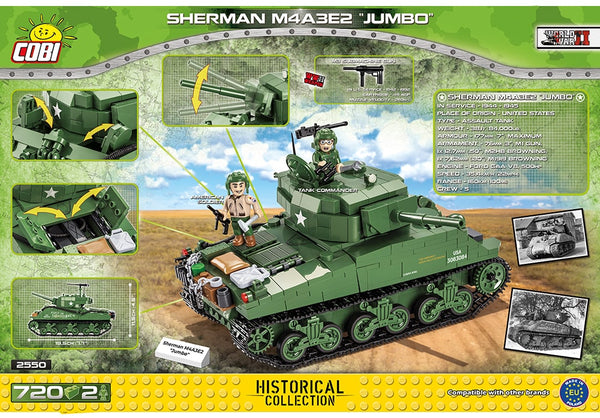 Achterkant van de Cobi 2550 bouwset World War II Historical Collection Sherman M4A3E2 Jumbo tank