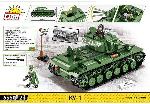 Achterkant van de Cobi 2555 bouwset KV-1 Sovjet zware tank Tweede wereldoorlog Historical Collection legerspeelgoed