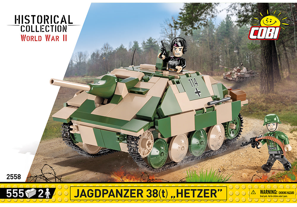 Voorkant van de cobi bouwset 2558 Jagdpanzer 38(t) Hetzer tankjager historical collection world war 2 Duitse tank