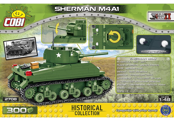 Achterkant van de Cobi 2708 bouwset World War II Historical Collection Sherman M4A1 tank