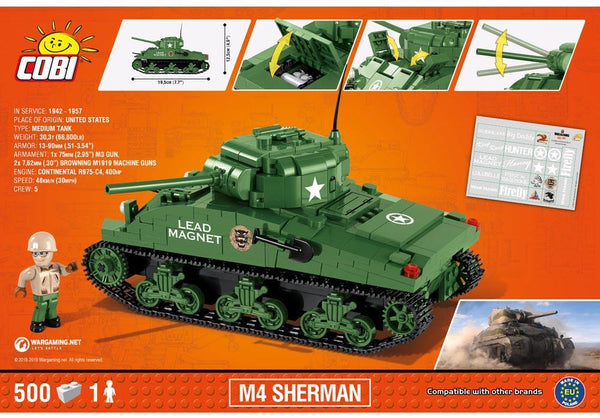 Achterkant van de Cobi 3007A bouwset world of tanks M4 Sherman tank