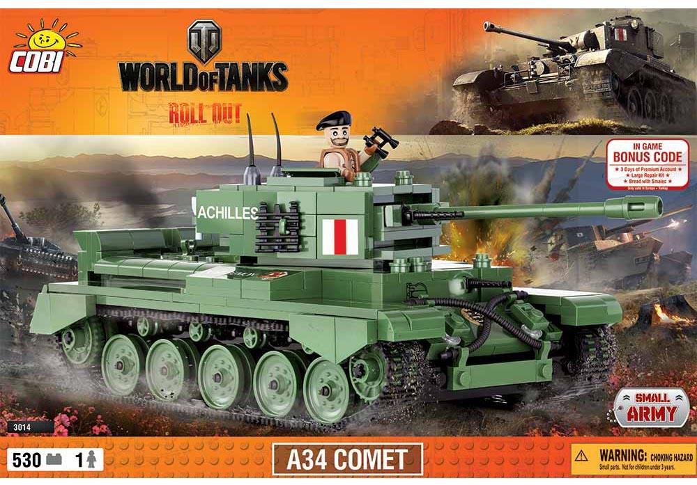 Voorkant van de Cobi 3014 bouwset world of tanks A34 Comet tank