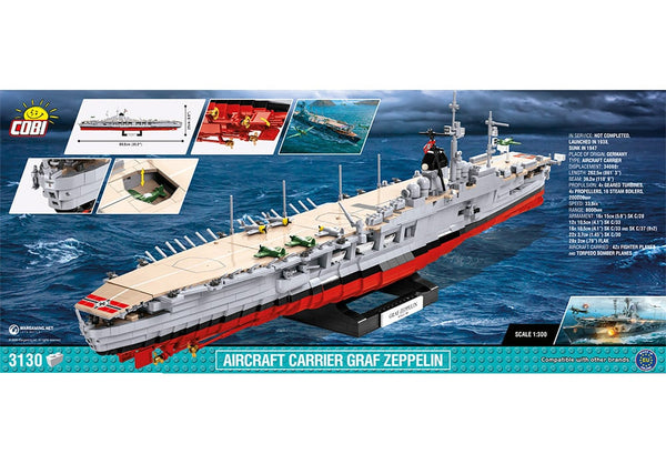 Achterkant van de Cobi 3086 bouwset world of warships aircraft carrier graf zeppelin vliegdekschip