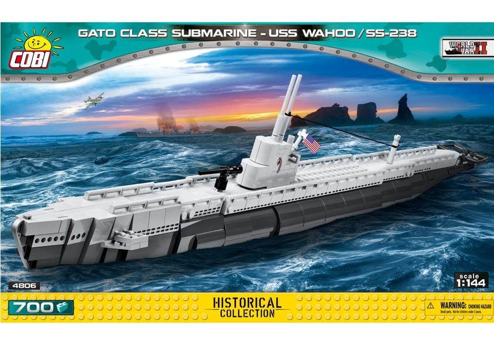 Voorkant van de Cobi 4806 onderzeeboot bouwset historical collection world war 2 USS Wahoo / SS-238 / Gato class submarine