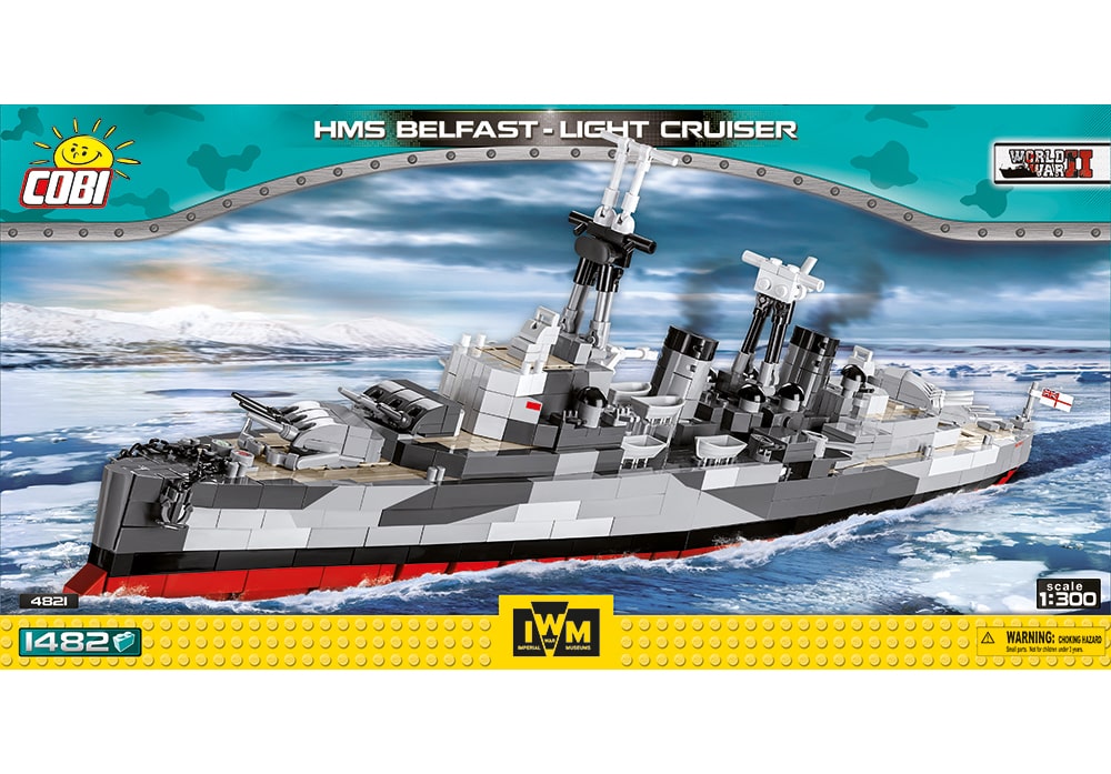 Voorkant van de Cobi 4821 bouwset World War II Historical Collection HMS Belfast light cruiser