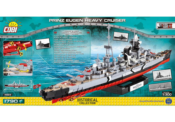 Achterkant van de Cobi 4823 bouwset World War II Historical Collection Prinz Eugen heavy cruiser