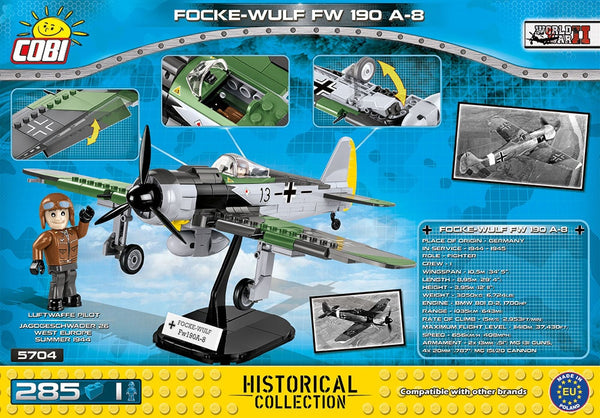Achterkant van de Cobi 5704 bouwset World War II Historical Collection Focke-Wulf FW 190 A-8 jachtvliegtuig