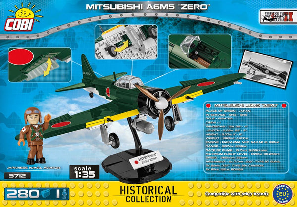 Achterkant van de Cobi 5712 bouwset World War II Historical Collection Mitsubishi A6M5 Zero jachtvliegtuig