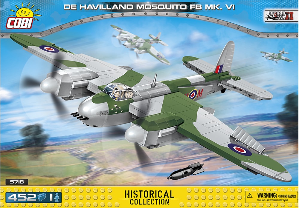 Voorkant van de Cobi 5718 bouwset World War II Historical Collection De Havilland Mosquito FB MK. VI jachtbommenwerper