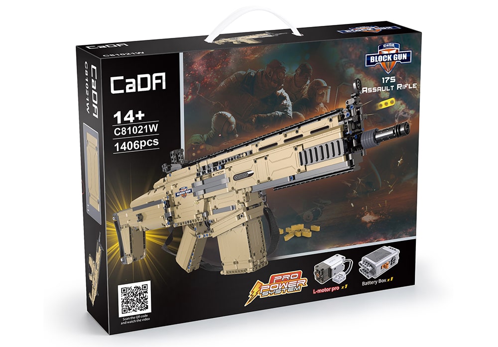 Voorkant van de 3D box van de CaDA Scar 17S Assault Rifle (C81021W) Block Gun series