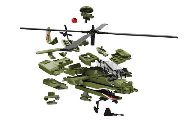 Losse onderdelen van de Airfix J6004 bouwset Quickbuild Collectie Apache AH-64 gevechtshelikopter