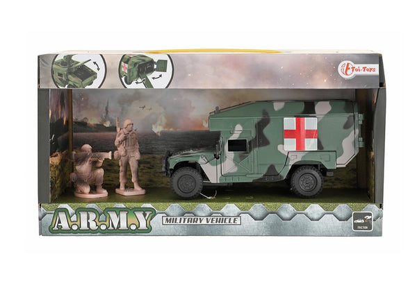 Militaire ambulance 15cm in verpakking inclusief 2 soldaten van Toi-Toys