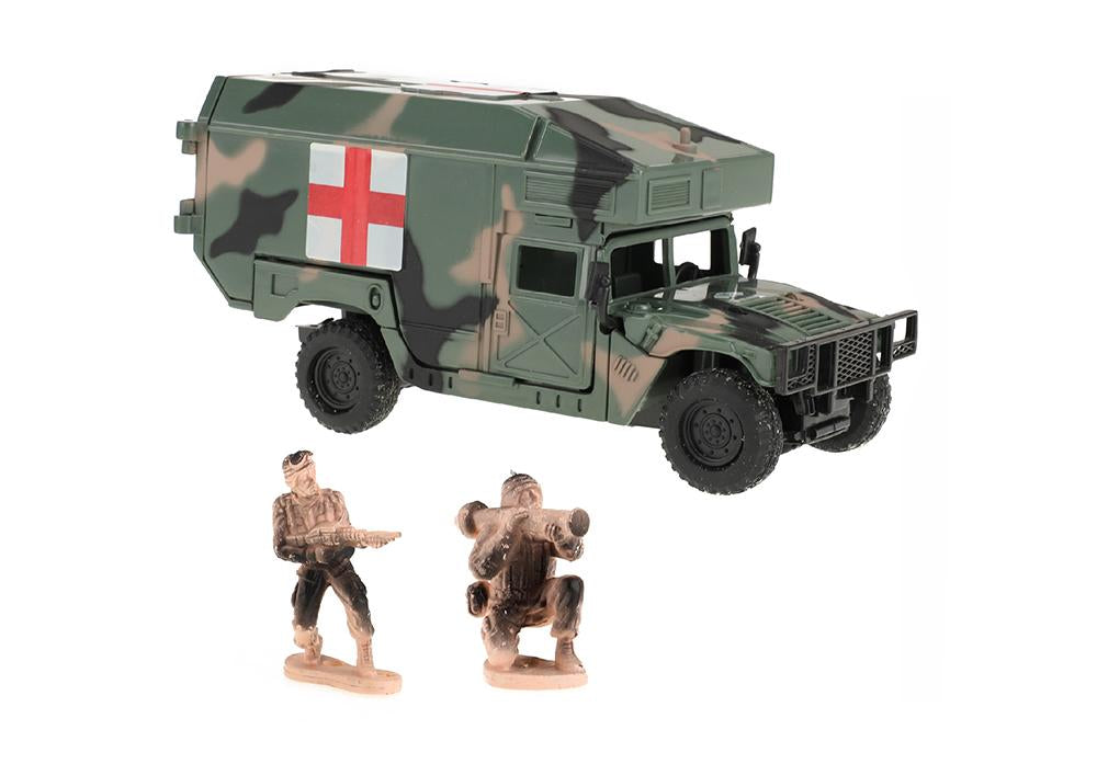 Toi-Toys army militaire ambulance met twee bewapende speelgoed soldaten