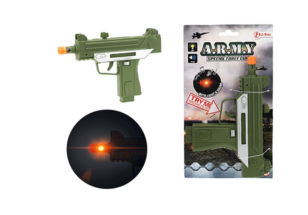Toi-Toys Army speelgoed pistool met licht en geluid 17cm groen