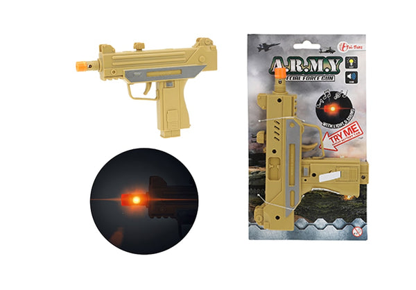 Toi-Toys Army speelgoed pistool met licht en geluid 17cm zandkleur beige
