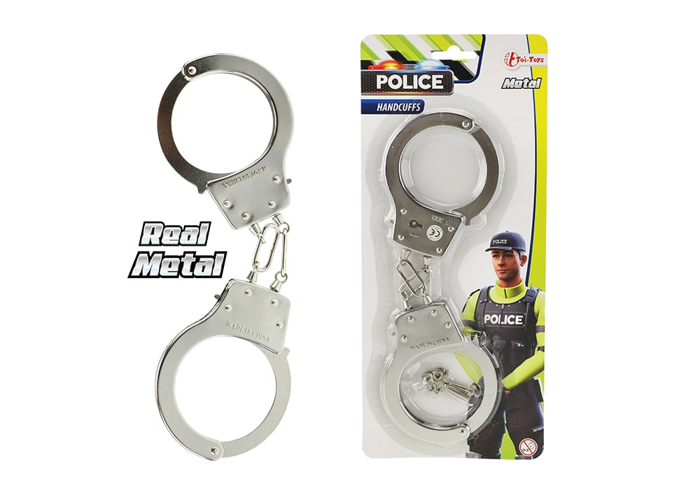 Toi-Toys Police speelgoed politie handboeien van metaal voor kinderen inclusief verpakking