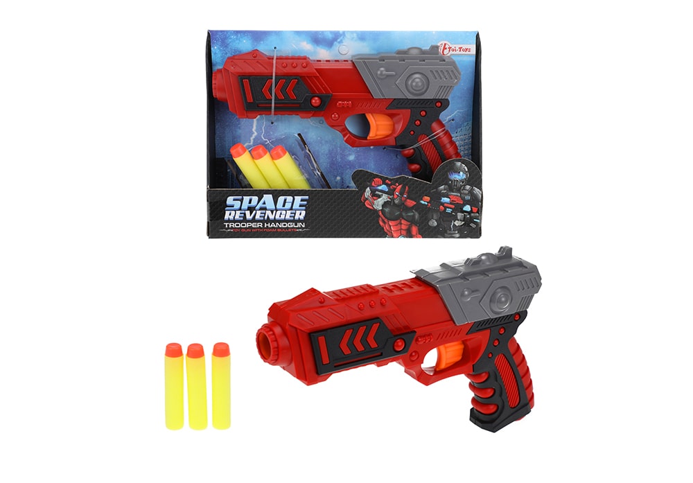 Toi-Toys Space speelgoed pistool met 3 foam kogels