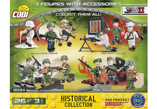 Achterkant van de Cobi 2034 bouwset Afrika Korps 3 minifiguren soldaten met accessoires