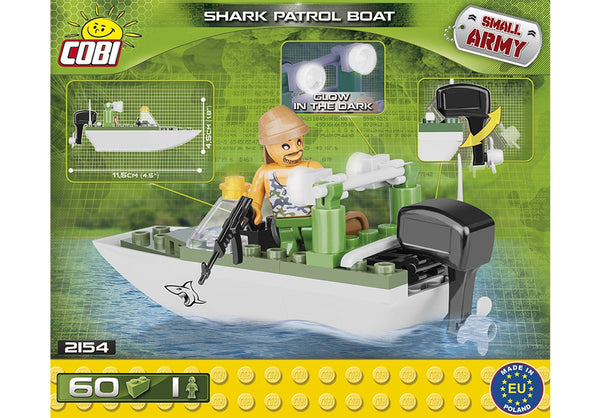 Achterkant van de Cobi 2154 bouwset Small Army Collection Shark Patrol Boat