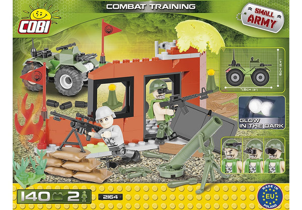 Achterkant van de Cobi 2164 bouwset Small Army combat training set met quad, wapens en trainingsgebouw