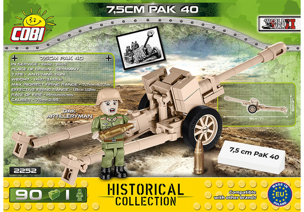 Achterkant van de Cobi 2252 bouwset World War 2 Historical Collection Afrika Korps 7,5 cm PAK 40 anti-tank kanon