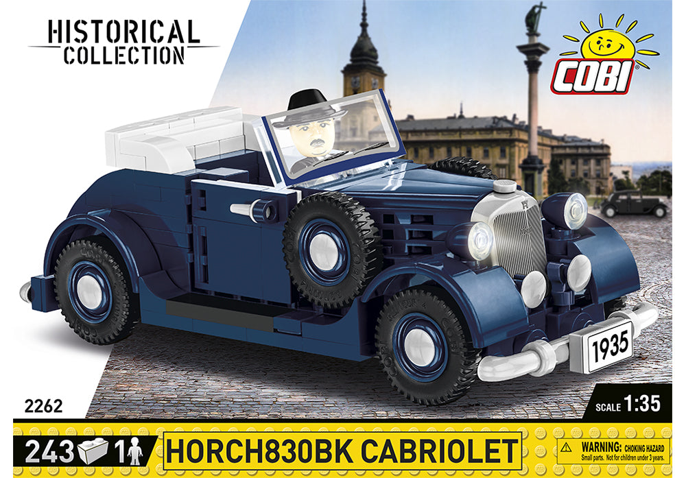 Voorkant van de cobi 2262 bouwset Horch830BK Cabriolet Duitse dienstwagen uit Tweede Wereldoorlog collectie