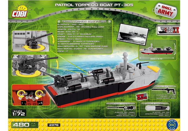 Achterkant van de Cobi 2376 bouwset small army world war 2 patrol torpedo boot pt-305