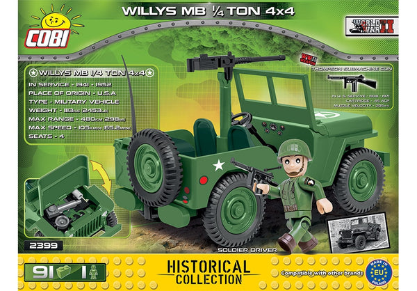Achterkant van de Cobi 2399 bouwset World War II Historical Collection Willys MB 1/4 Ton 4x4 Amerikaanse Leger Jeep