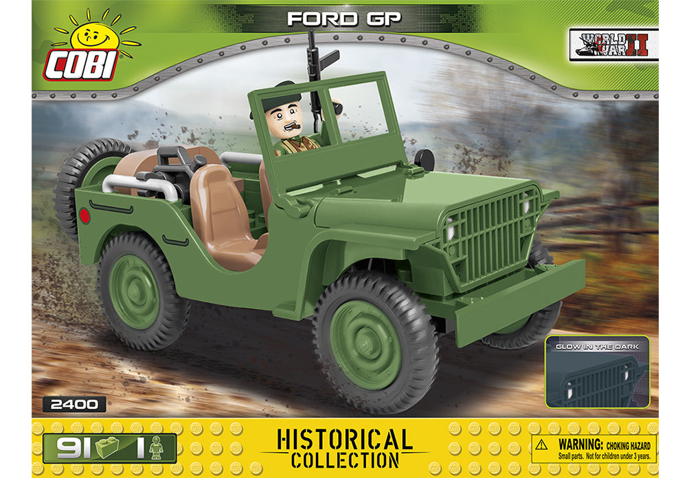 Voorkant van de Cobi 2400 bouwset World War II Historical Collection Ford GP Amerikaanse jeep