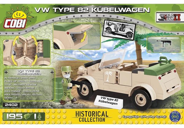 Achterkant van de Cobi 2402 bouwset World War II Historical Collection VW Type 82 Kubelwagen