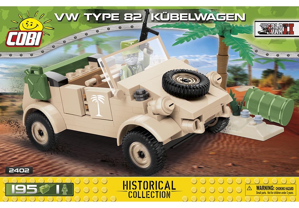 Voorkant van de Cobi 2402 bouwset World War II Historical Collection VW Type 82 Kubelwagen