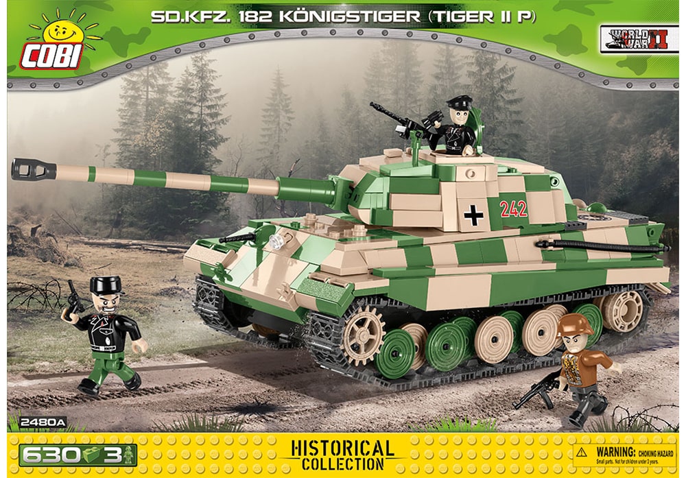 Voorkant van de Cobi 2480A bouwset World War II Historical Collection SD.KFZ. 182 Königstiger Tiger IIP zware Duitse tank