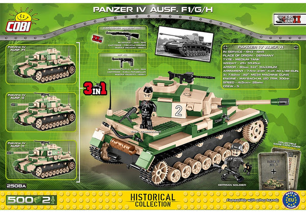 Achterkant van de Cobi 2508A bouwset Panzer IV ausf F1 / G /H tank 3-in-1