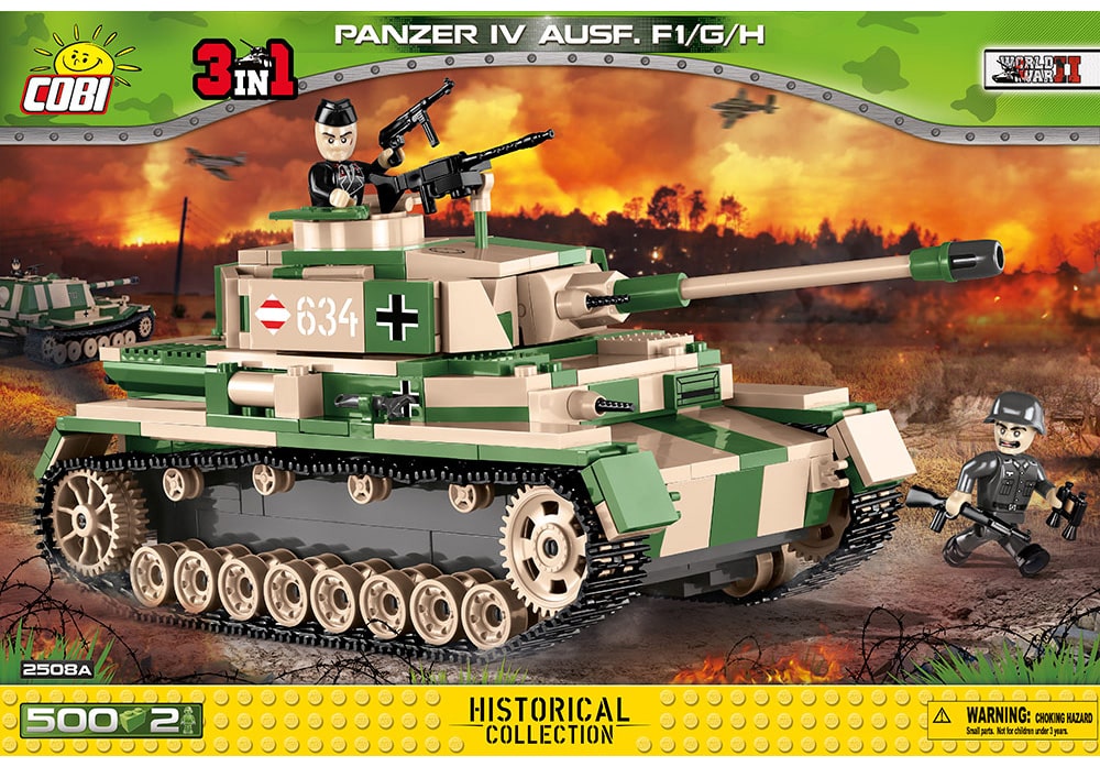 Voorkant van de Cobi 2508A bouwset Panzer IV ausf F1 / G /H tank 3-in-1