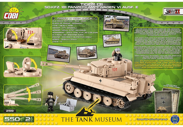 Achterkant van de Cobi 2519 bouwset World War II Historical Collection Tiger 131 tank SD.KFZ. 181 Panzerkampfwagen VI Ausf. E (Panzer 6)
