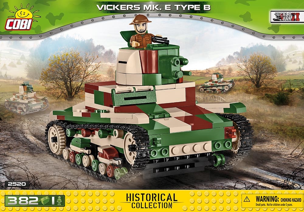 Voorkant van de Cobi 2520 bouwset World War II Historical Collection Vickers MK. E Type B tank
