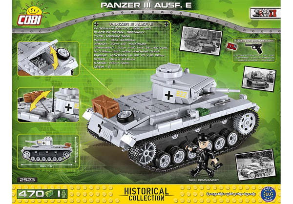 Achterkant van de Cobi 2523 bouwset World War II Historical Collection Panzer III Ausf. E tank