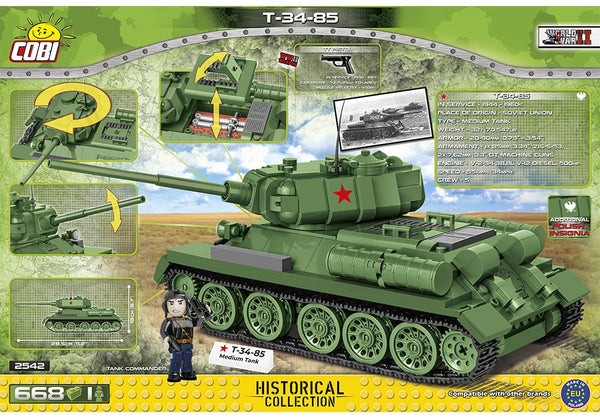 Achterkant van de Cobi 2542 bouwset World War II Historical Collection T-34-85 tank