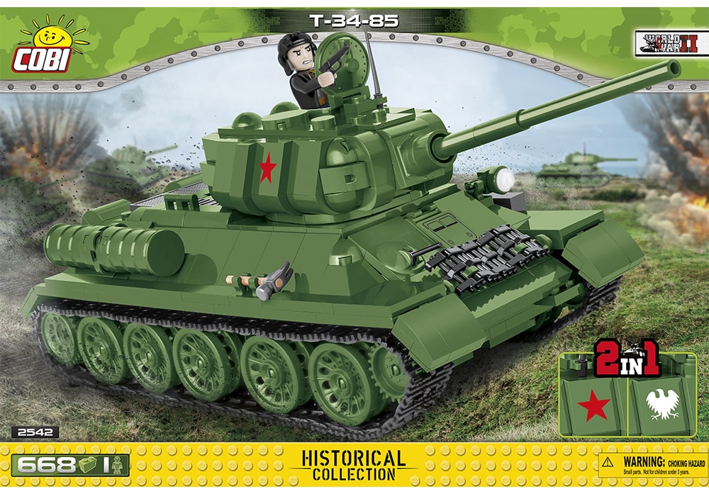 Voorkant van de Cobi 2542 bouwset World War II Historical Collection T-34-85 tank