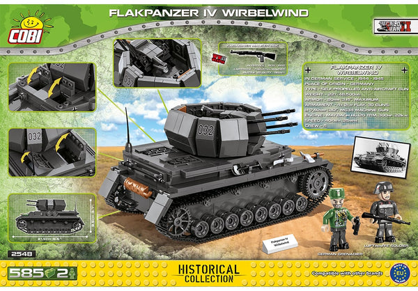 Achterkant van de Cobi 2548 bouwset world war 2 historical collection Flakpanzer 4 wirbelwind luchtdoel tank 