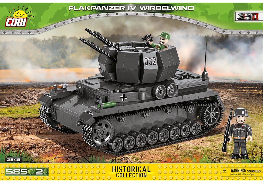 Voorkant van de Cobi 2548 bouwset world war 2 historical collection Flakpanzer 4 wirbelwind luchtdoel tank 