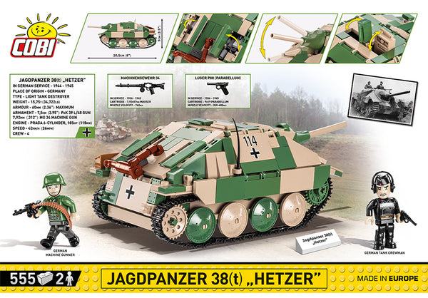 Achterkant van de cobi bouwset 2558 Jagdpanzer 38(t) Hetzer tankjager historical collection world war 2 Duitse tank