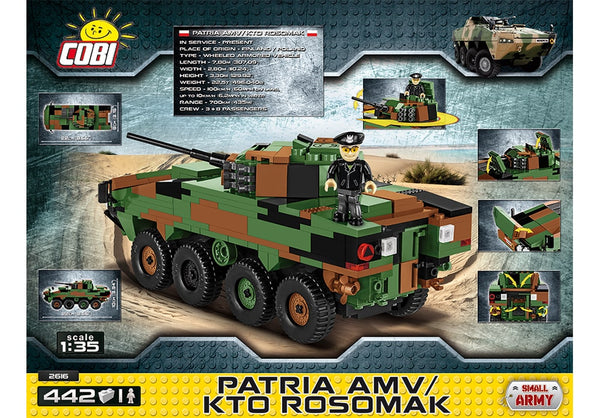 Achterkant van de Cobi 2616 bouwset Small Army Patria AMV/KTO Rosomak pantserwielvoertuig