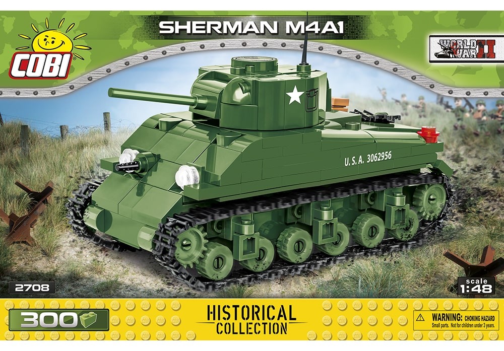 Voorkant van de Cobi 2708 bouwset World War II Historical Collection Sherman M4A1 tank